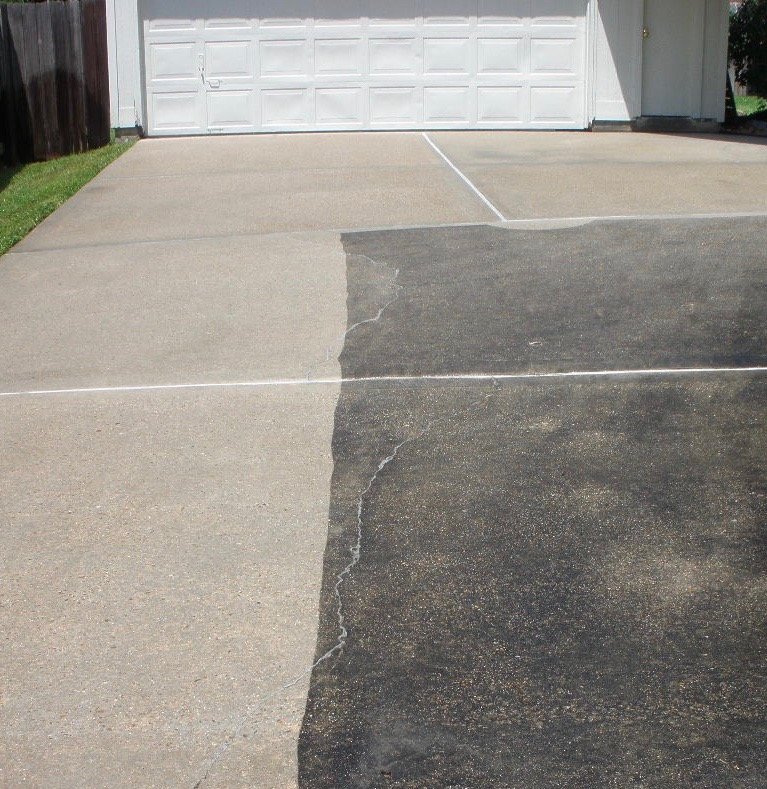 Oil-stain pre-treatment on a Palm Beach concrete driveway