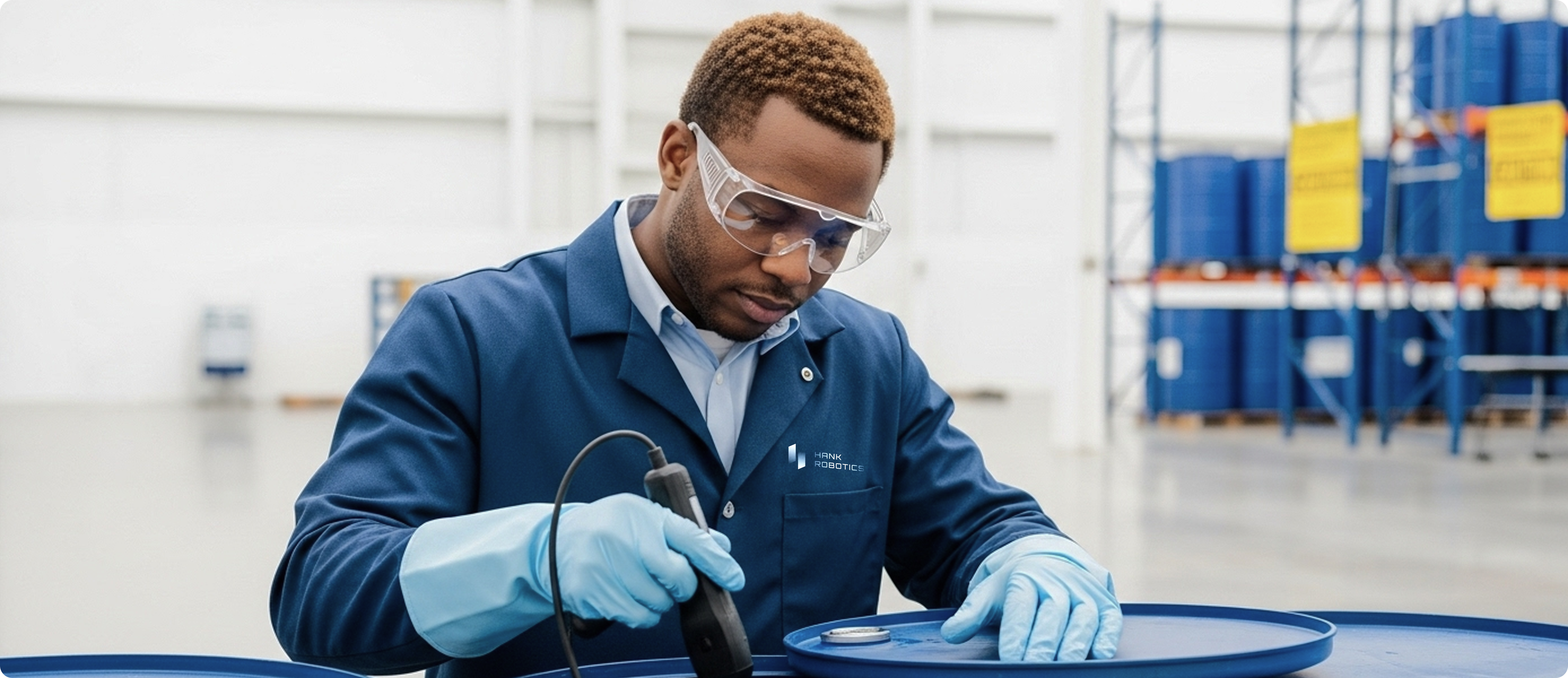 Professional chemist selecting cleaning agents