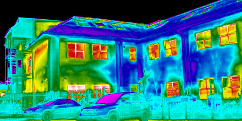 Illustrative thermal imaging scan home inspection service imagery