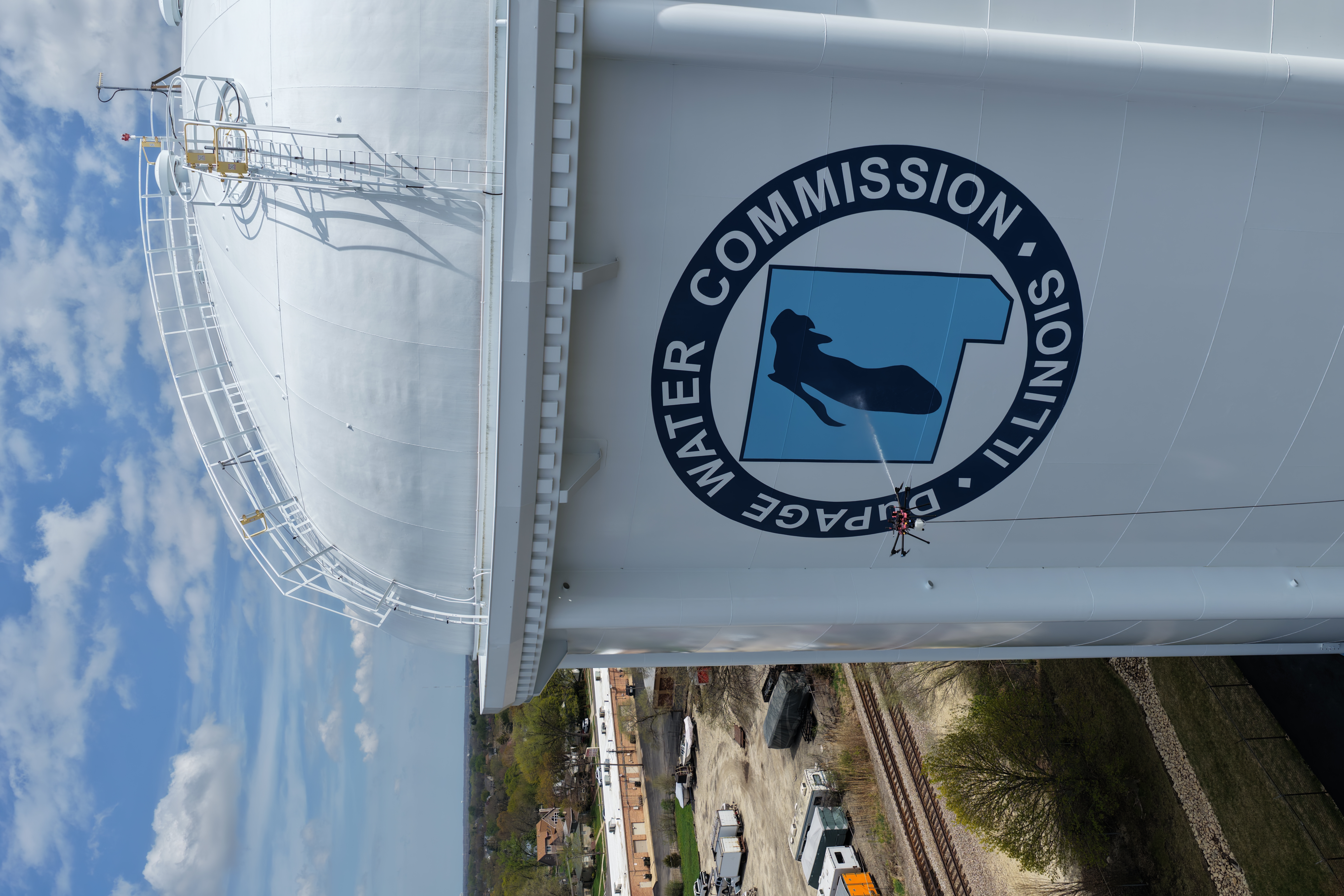 Illustrative water tower cleaning service imagery